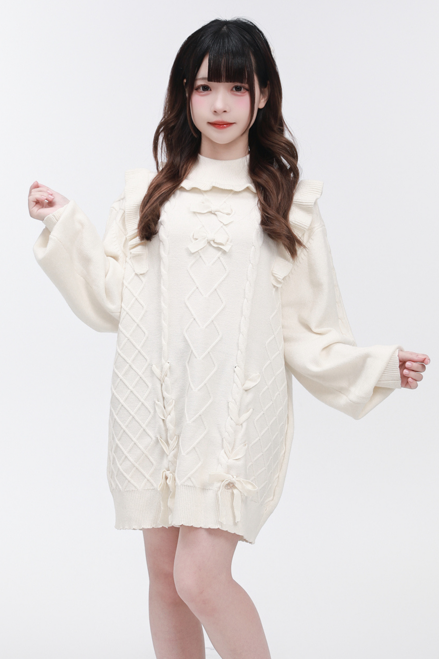 Neck Flying Dress High Sleeve Sweater