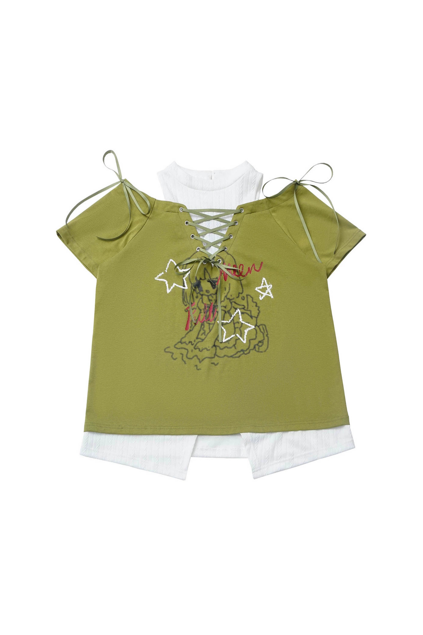 Lace-Up Flared Pants Illustrated Top Subculture + Girl