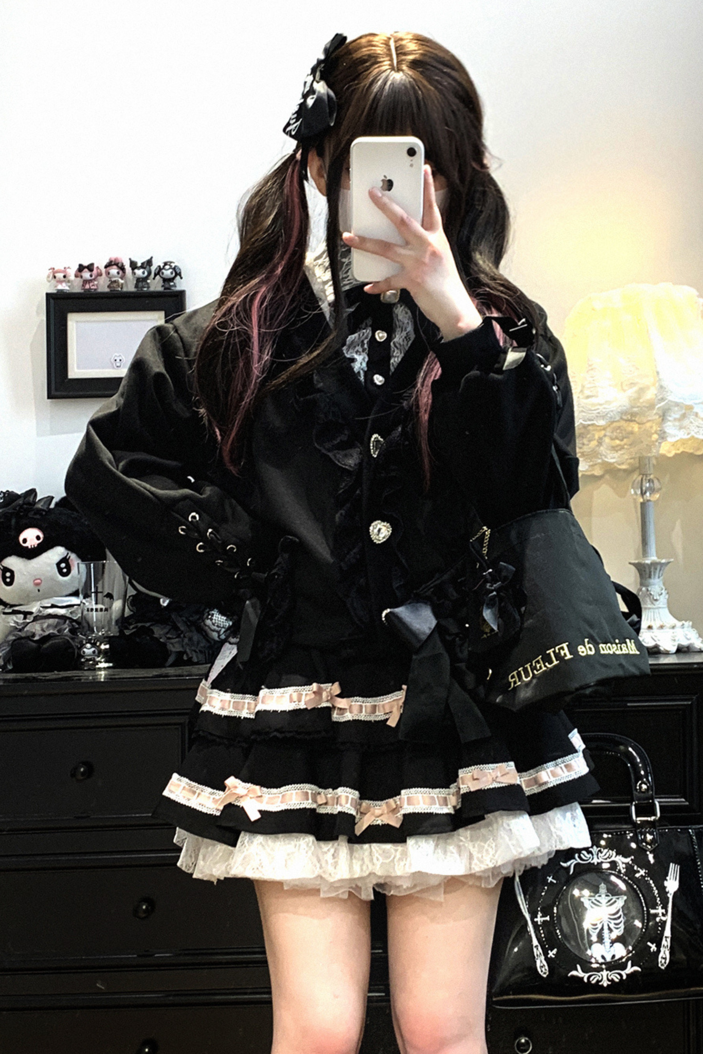 Cardigan Lace Ribbon Bow Loose