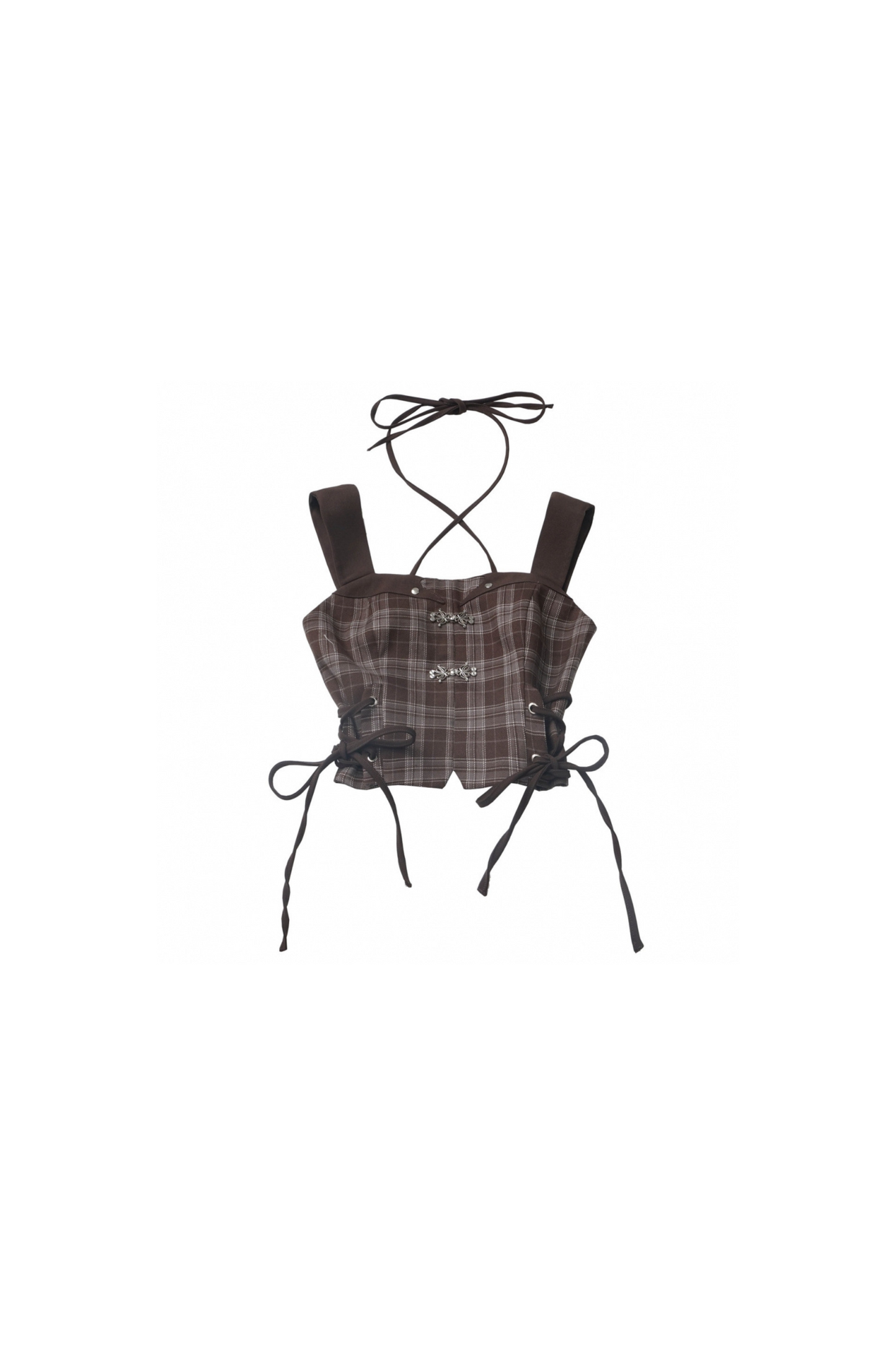 skirt + blue bustier top dark check y2k asymmetrical