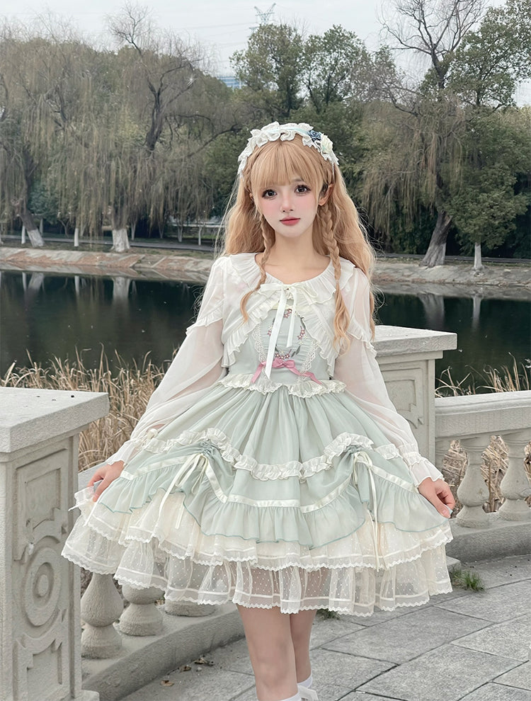Apricot Ruffle Trim Drawstring Cuffs Top