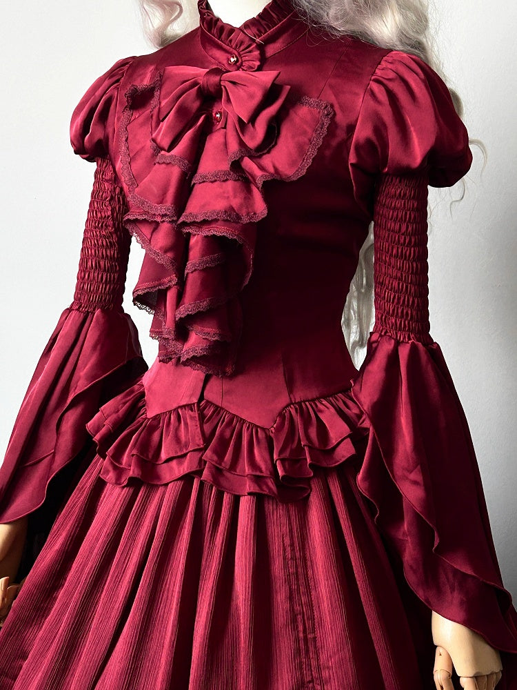 Red Puff Short Sleeves Gothic Lolita Blouse