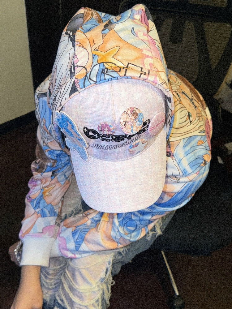 Adjustable Fashion Pink Plaid Hat Gyaru Cap