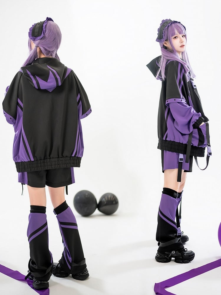 Set: and Jacket Techwear Landmine Purple Black Baggy