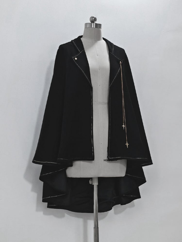 Schwarzer Ouji Lolita Fashion High-Low Saum-Umhang