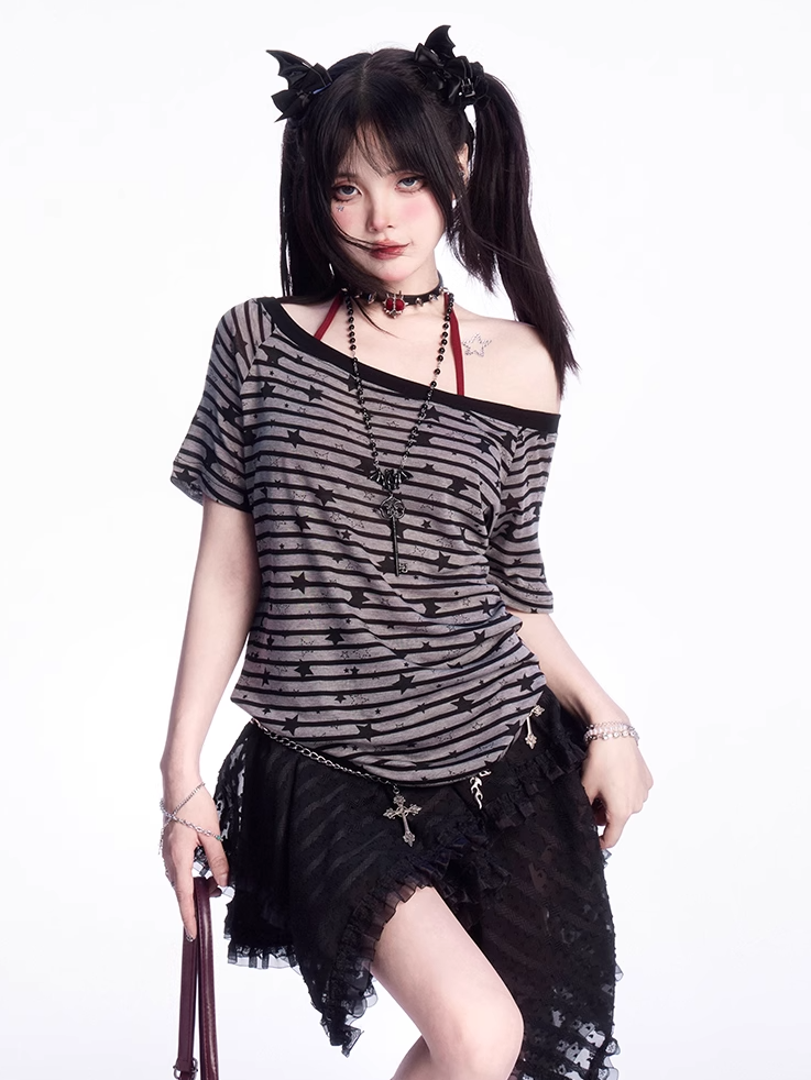 Black Handkerchief Hem Tiered Lace Skirt