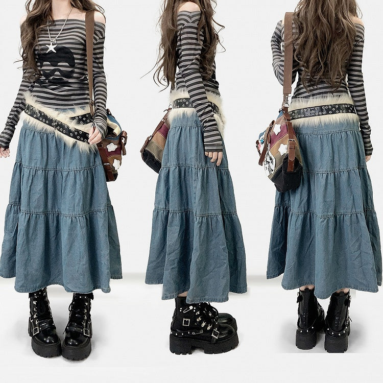 Blue Kawaii Skirt Daily Denim