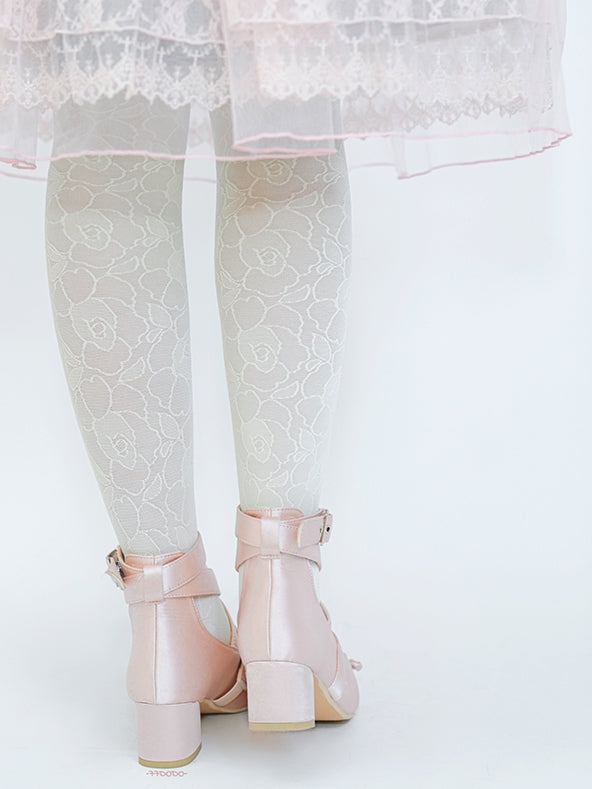 Knöchelballerinas in Rosa mit eleganten, leichten Riemchen aus Satin zum Wickeln - Schuhe