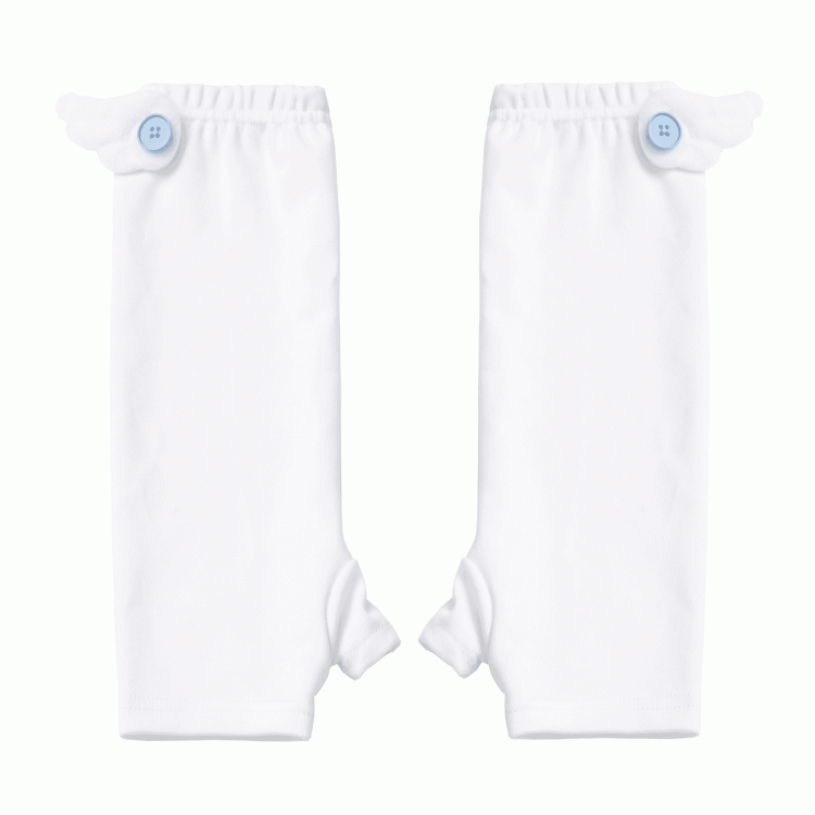 ホワイトボタンエンジェルアームウェアアクセントウィングブルー/ピンク