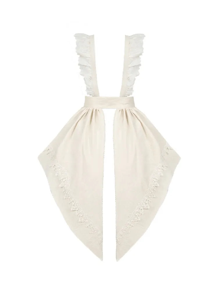 Beige Detachable Shoulder Straps Apron