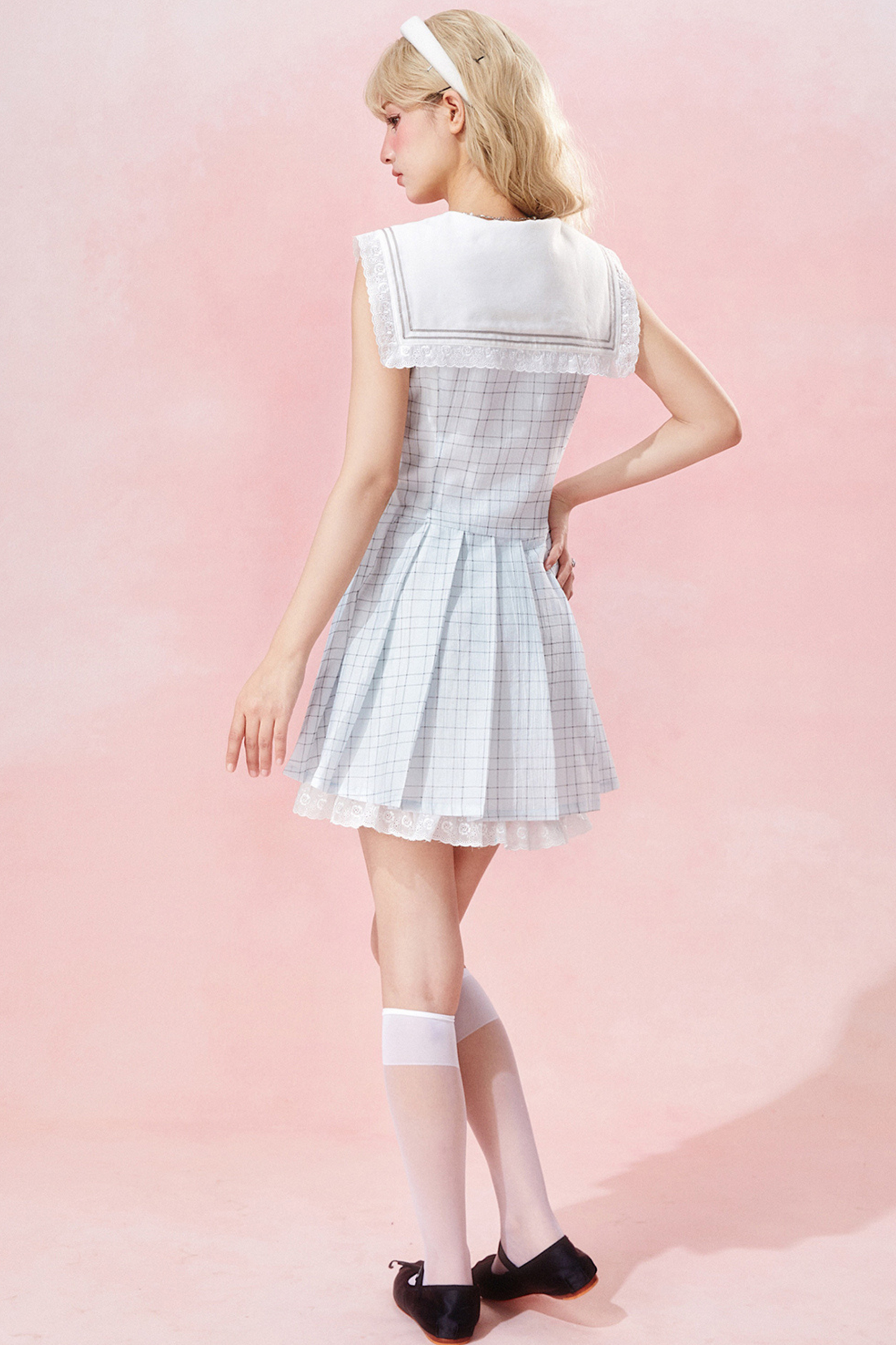 Nautical Dress Sleeveless Chic Check