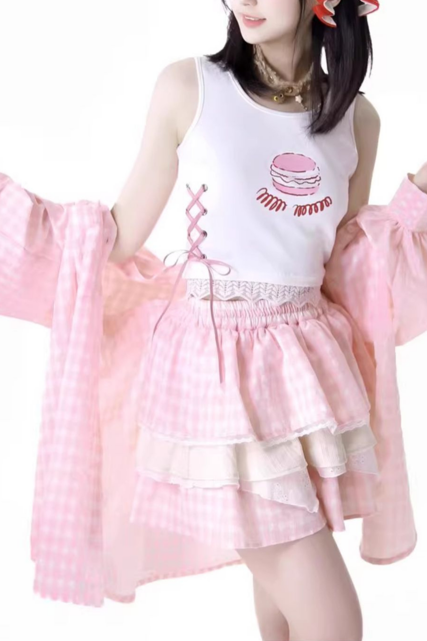 top cake Overshirt sleeveless skirt +