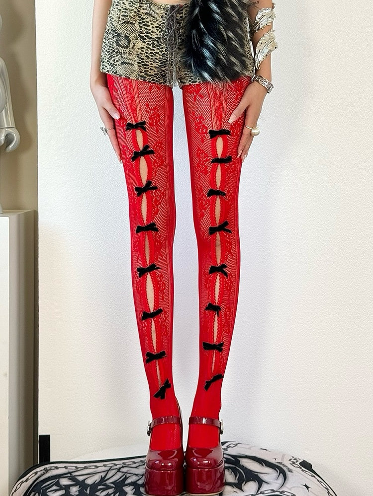 Design Y2K Options Tights Color Cut-out Bowknot 4 Details