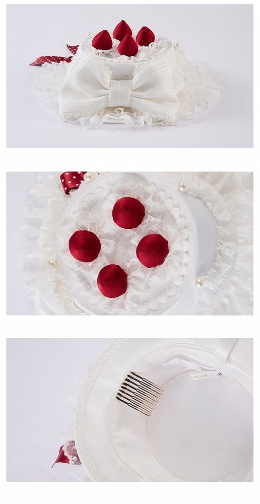 Rosa/Weißer Erdbeerkuchen-Minihut