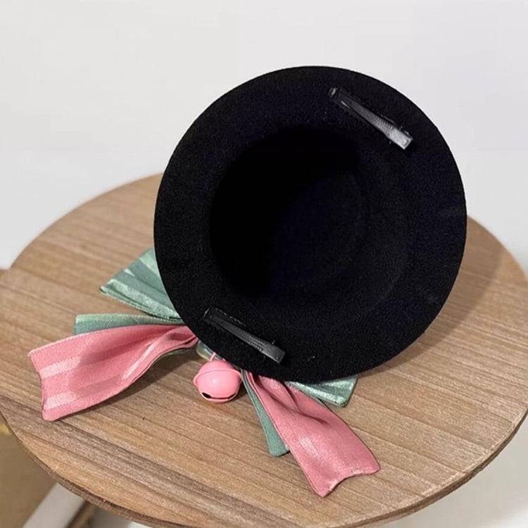 Hat Green Bow Black Detachable PInk Decorated Mini and
