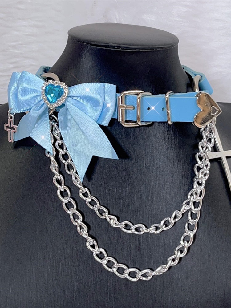 Jirai Kei-Halsband im Kreuz-Schleifen-Design