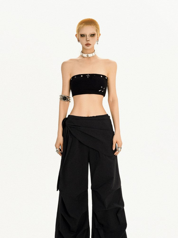 Black Top Studded Tube Punk