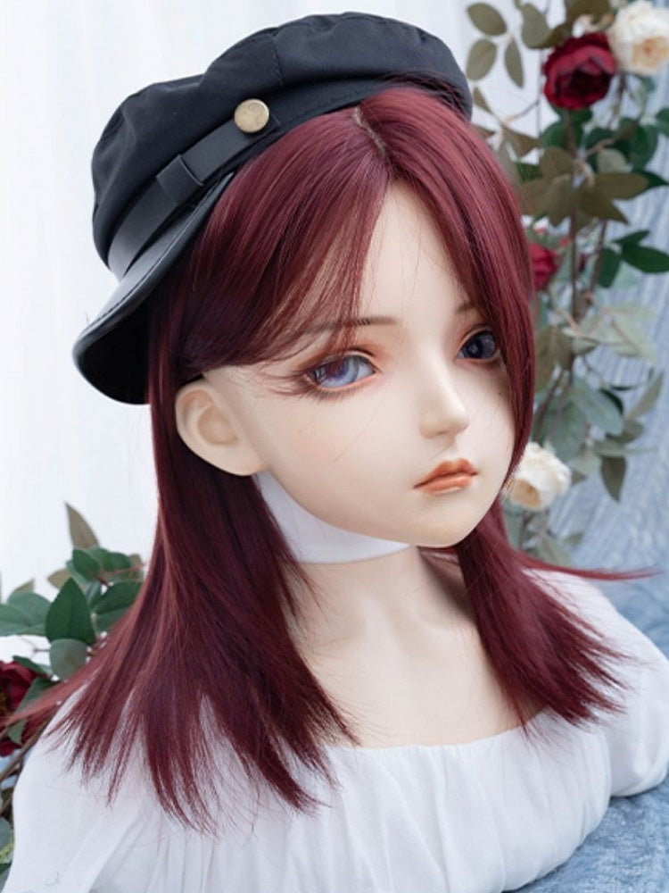 Reddish Brown Straight Synthetic Wig With Bangs
