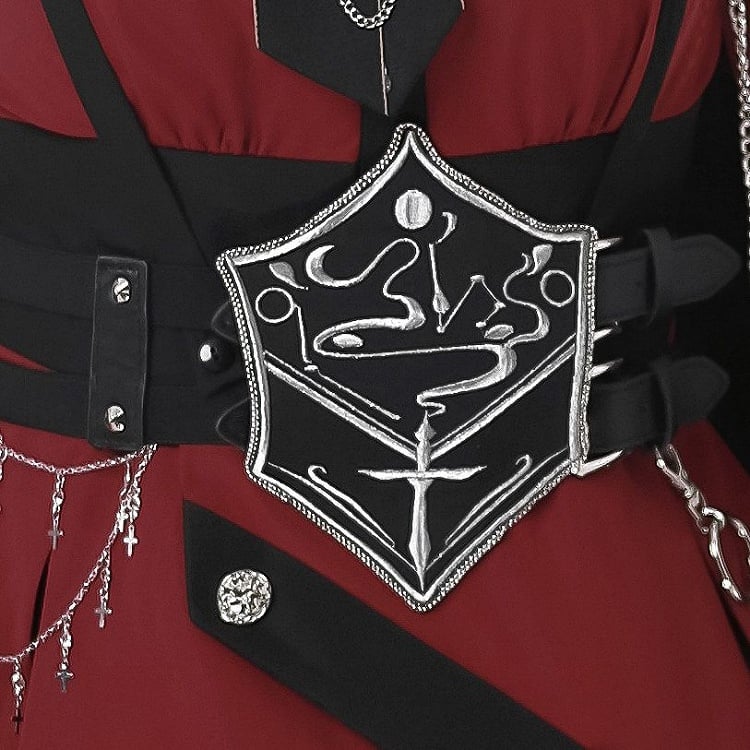 ウエストベルト 刺繍クロス ブラック