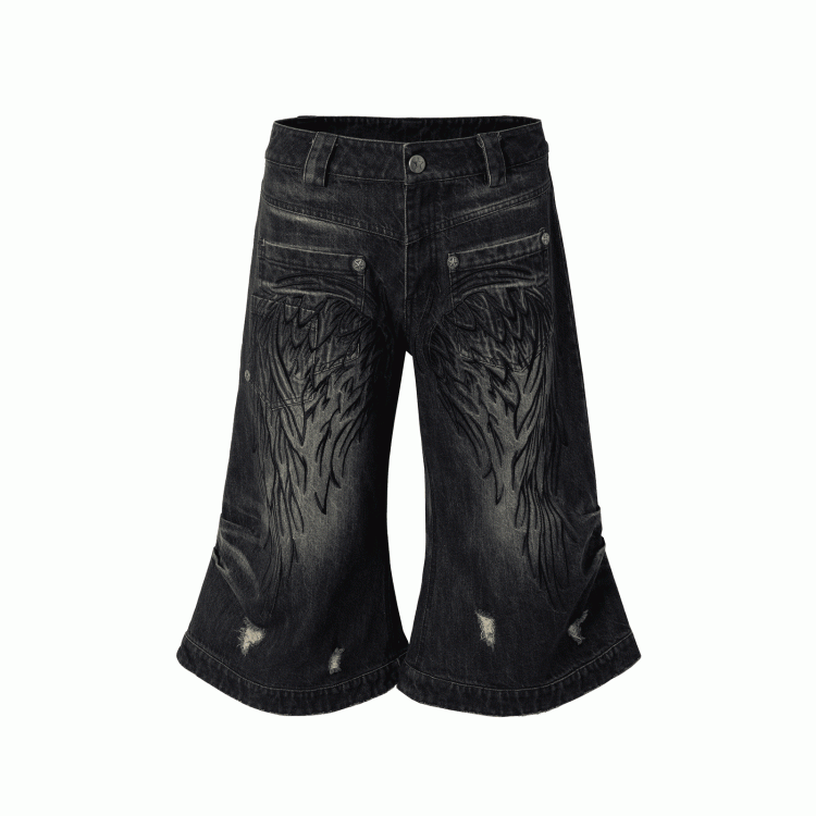 Angel Blue/Yellow Faded Wash Distressed Holes