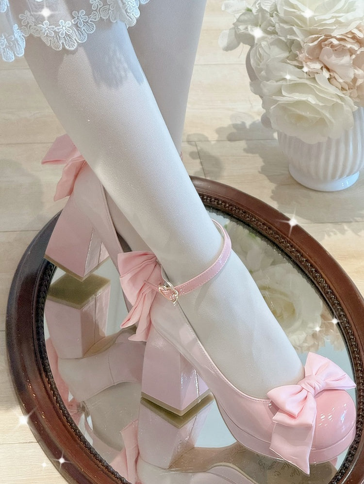 Schuhe Mary Sweet Bowknot Runde Rosa Details Toe Janes Plattform Lolita