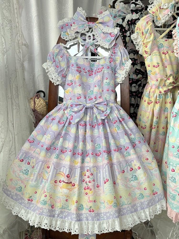 Cherry and Ice Cream Purple Summer Sweet Lolita Dress