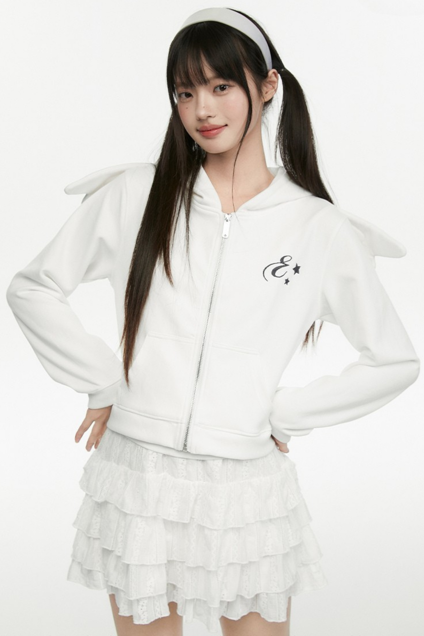Angel White Wings Short Hoodie Hooded