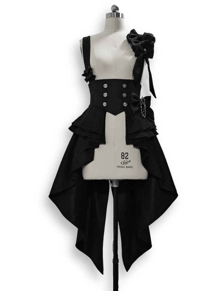 Straps Jacquard Bunny with Corset Black Train Bowknot Theater