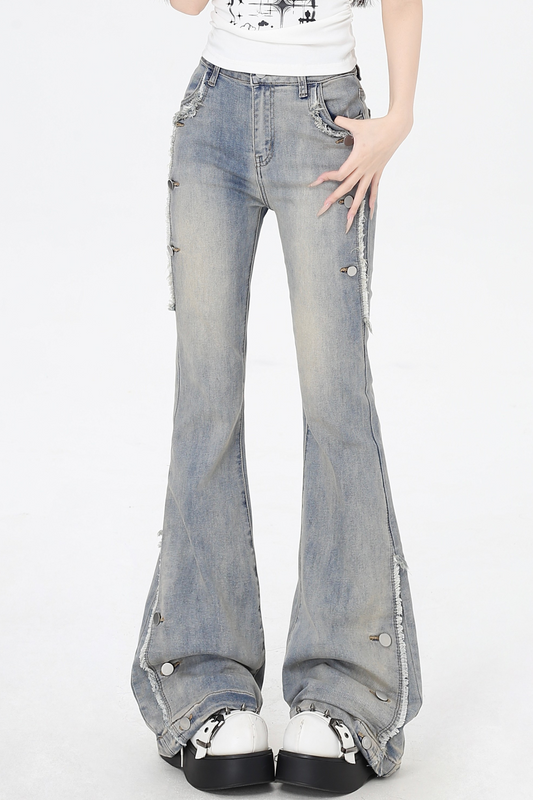Flared Jeans Waist High Micro Slim Vintage