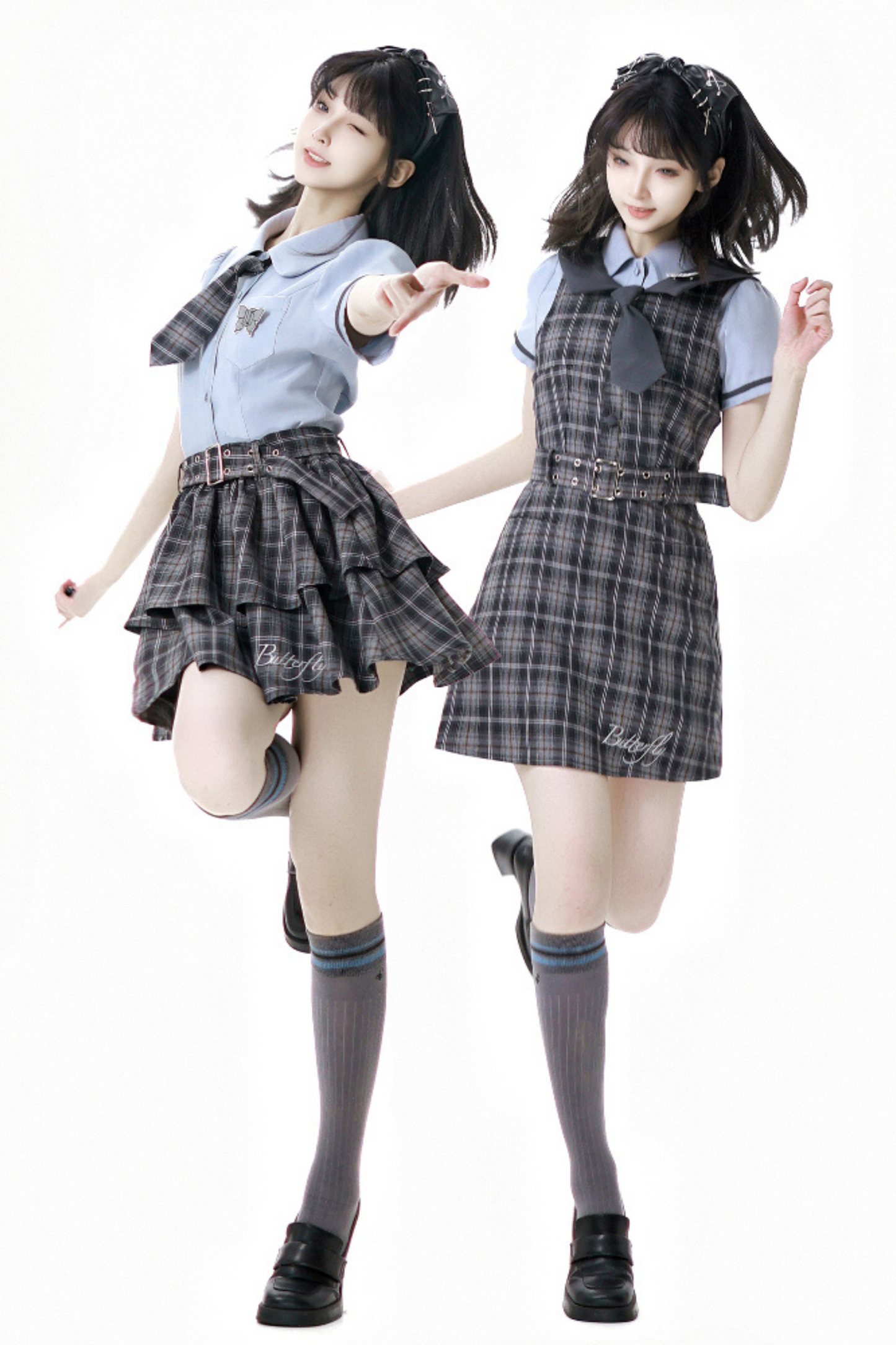 + College short suspender dress bshirt skirt
