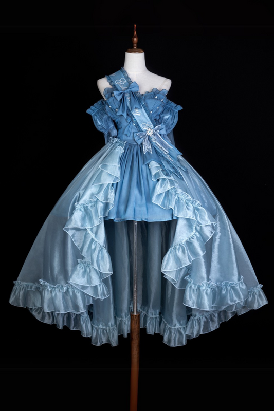 + Swing Fairy Puffy Ribbon Kleid Ärmel Blau