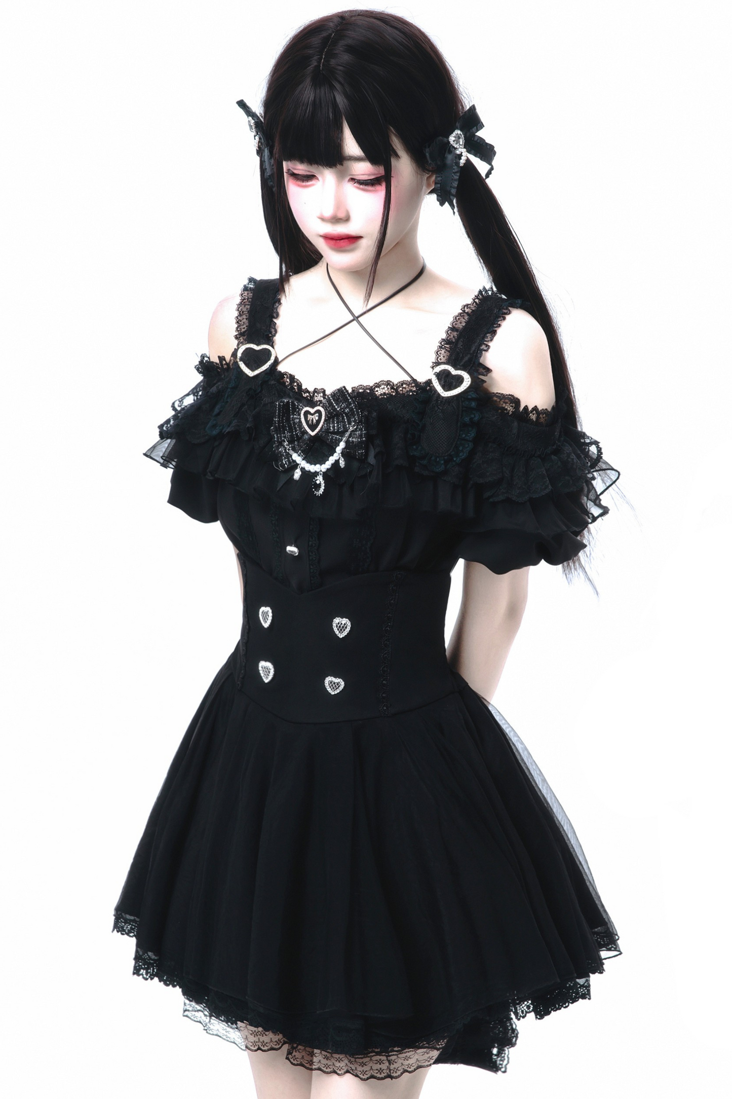 Off-the-shoulder Mine Flared + Skirt Ribbon Reservations Top