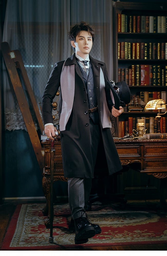 Coat Steampunk Black Detachable Cape