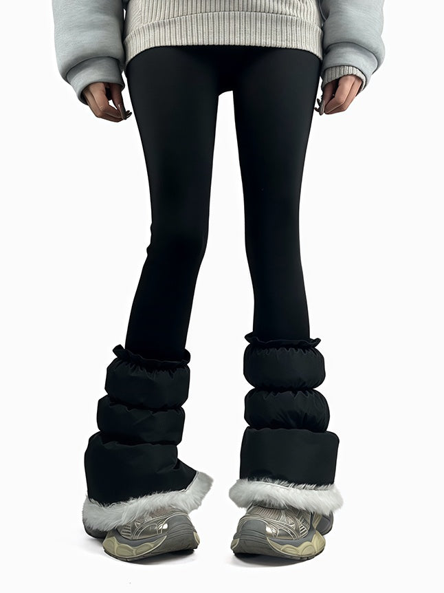Grey/White/Black Puffy Warm Leg Warmers