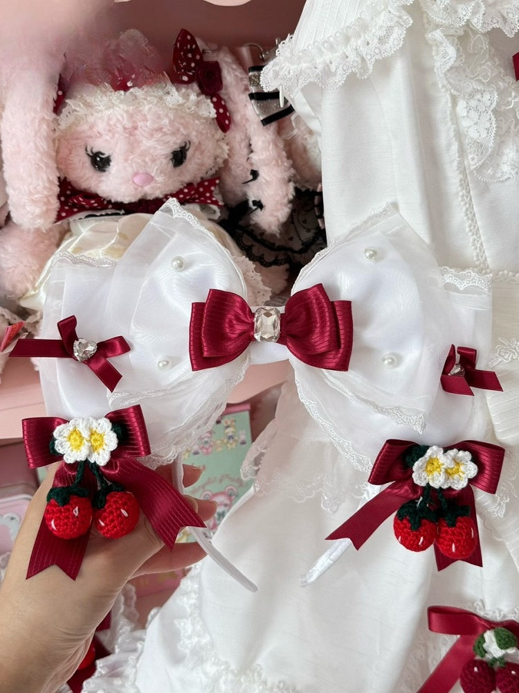 Pink/WhiteRed Decorated Rhinestone KC Bowknot