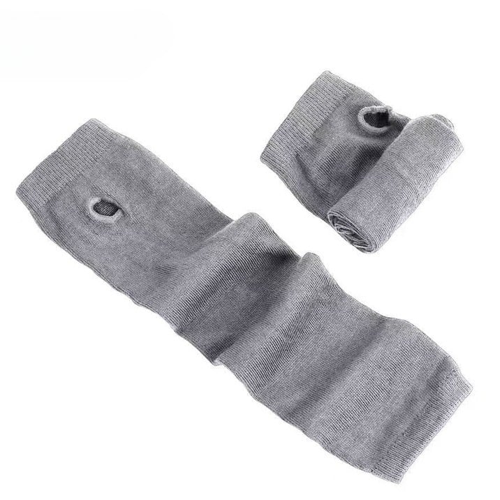Gloves Long Gray Knitted