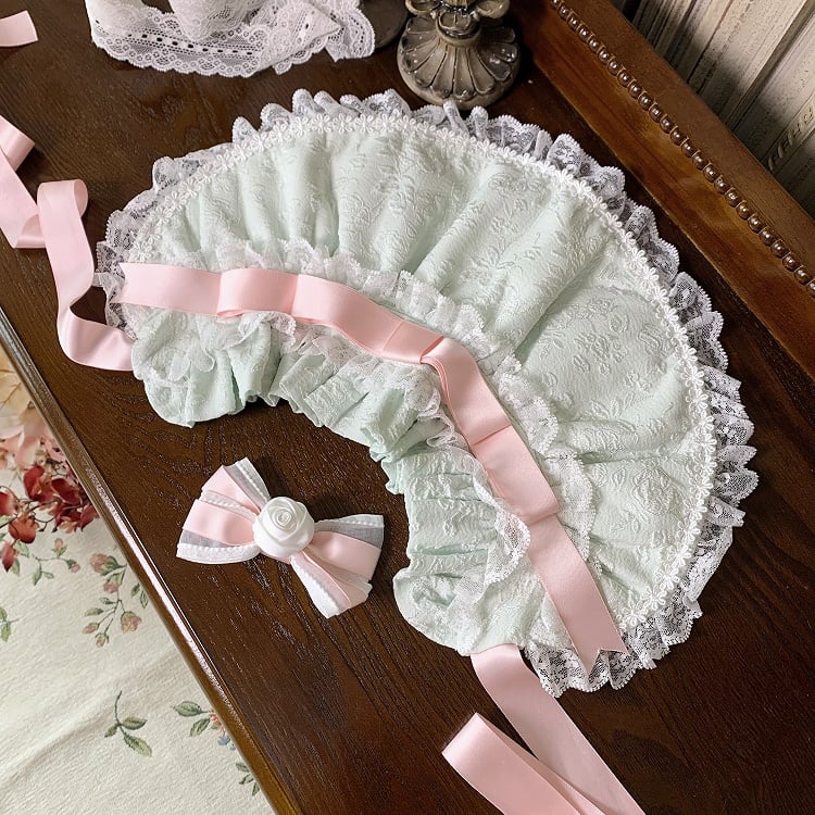 Mintgrüner Hanayome-Lolita-Pulloverrock mit Schleifenverzierung, süßes Hime-Lolita-Pulloverrock-Set