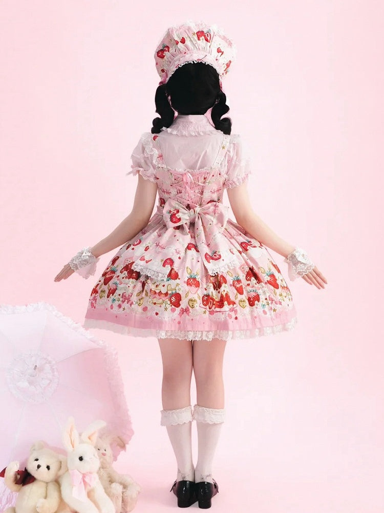 Cake Strawberry Jumper Sweet Skirt Print Pink Lolita