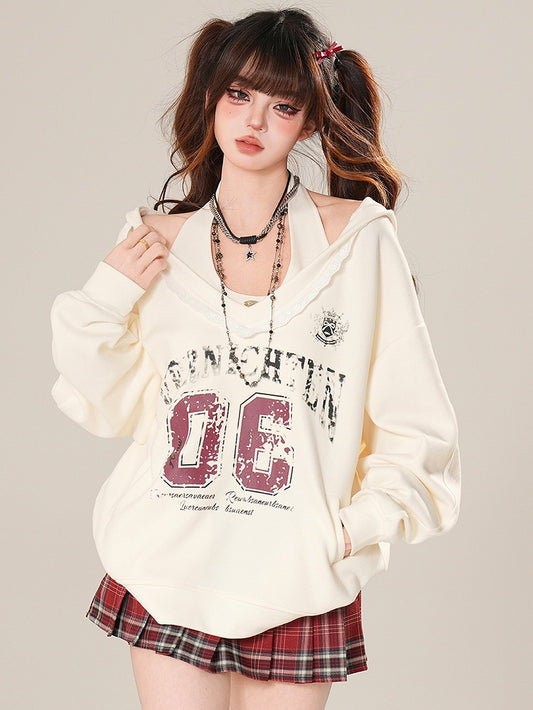 Beige/Gray Blokette Bittersweet Neck with Hoodie Core Halter Top Glamorous