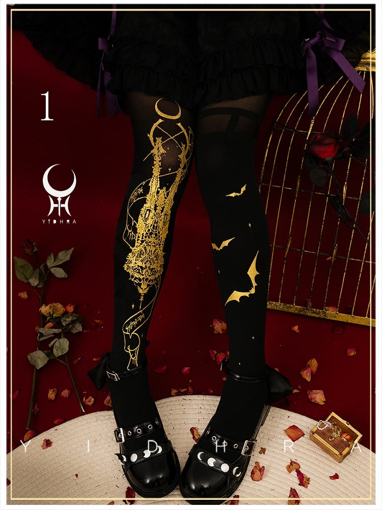 Black and Gold Gothic Lolita Tights