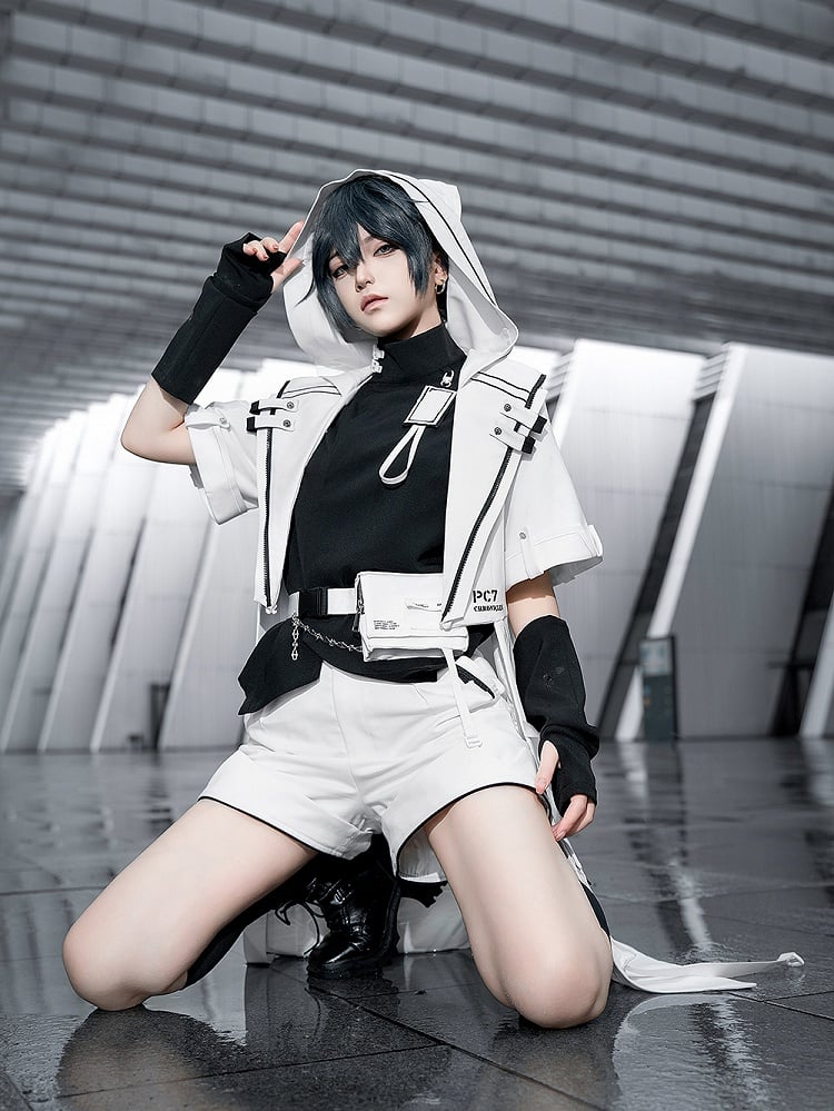 Cyberpunk Ears Coat Ouji White Hooded Techwear Cat Fashion