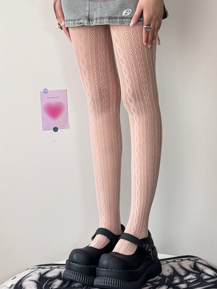 Hollow-out Purple/Brown/Pink Y2K Tights