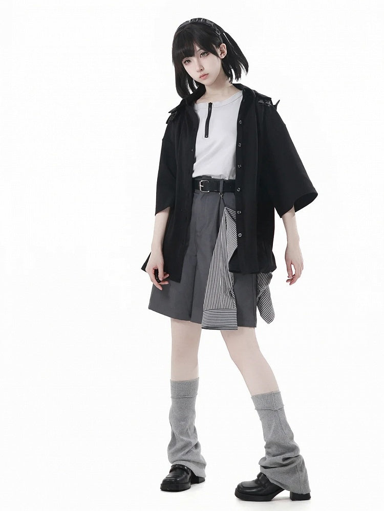 Hooded T-Shirt Techwear Black/Apricot