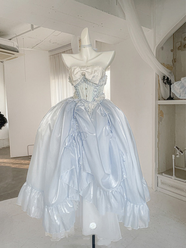 Blue Long Drawstring Under Skirt