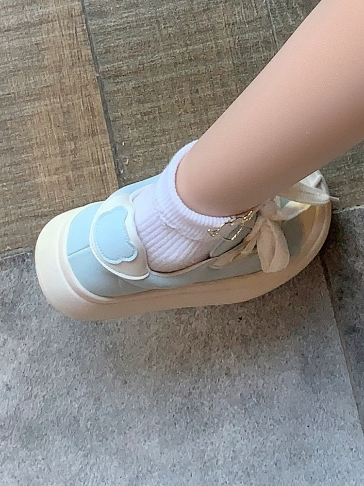 Blue Daily White And Kawaii Applique Teddy Platform Upper Bear Sole Star with