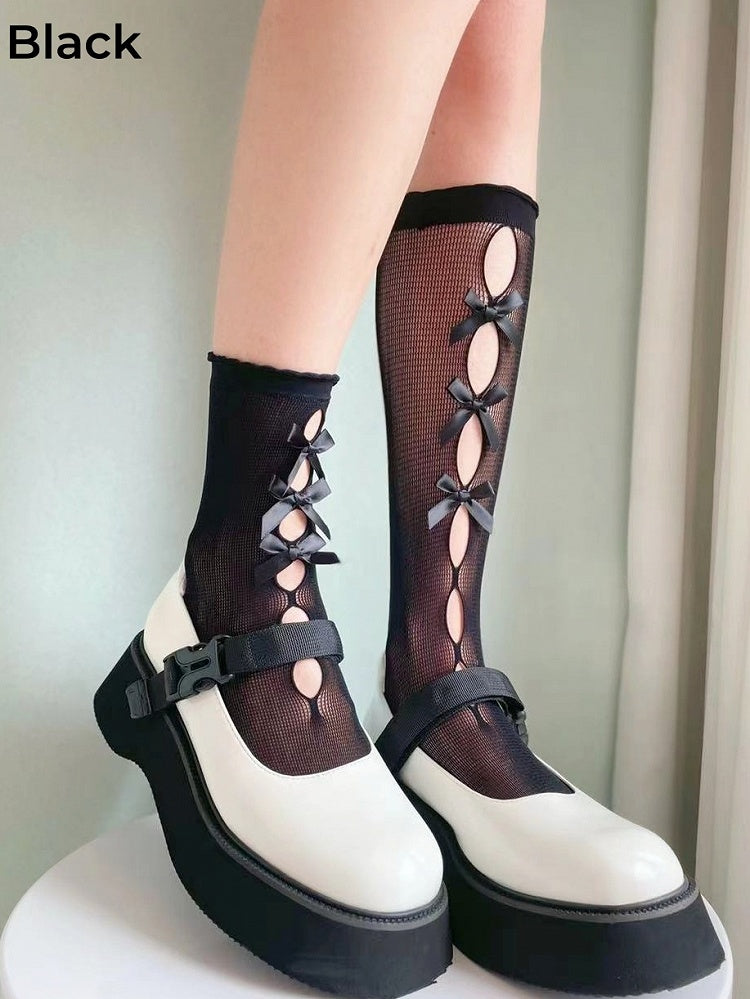 Bowknots Cutout Lolita Calf Socks