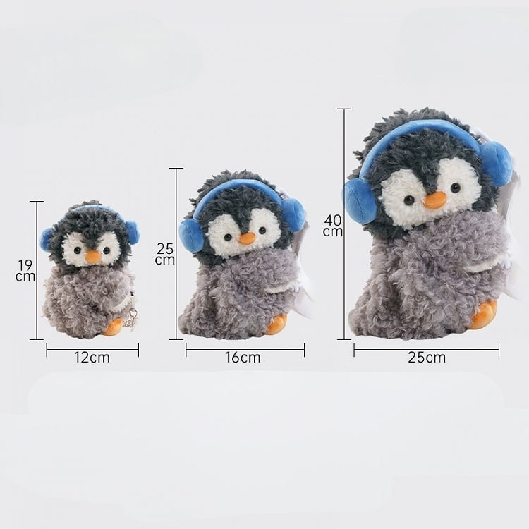 Small/Middle/Large Bear Cute Size Backpack/Crossbody Yellow Penguin Plush Backpack Keychain + Bag Gray