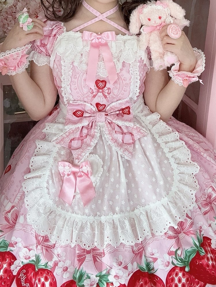 3 Apron Polka-dot Pattern Trim Heart Color Options Lace Applique