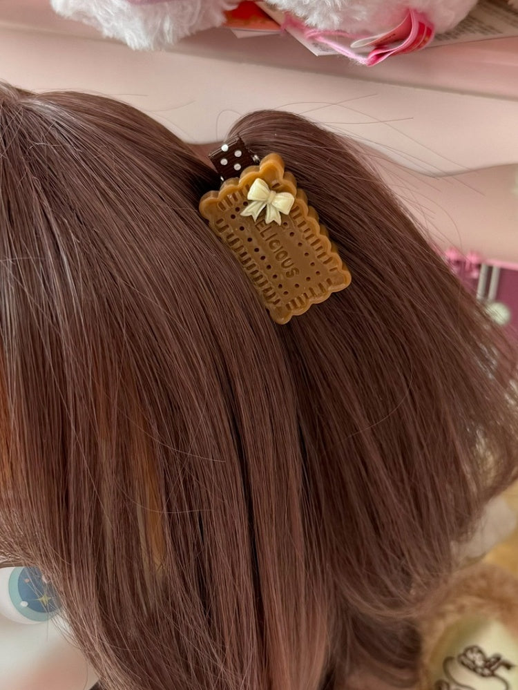 Chocolate Hairclip Decorated White/Brown Bowknot
