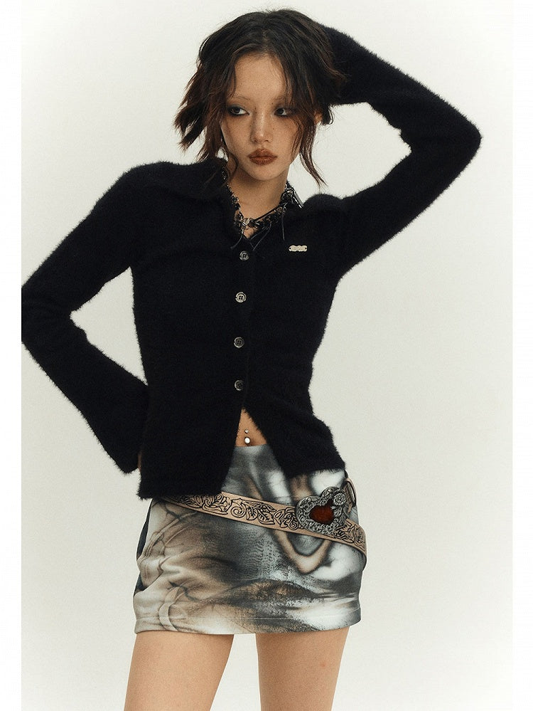 and Gray Punk Mini Bodycon Skirt Black